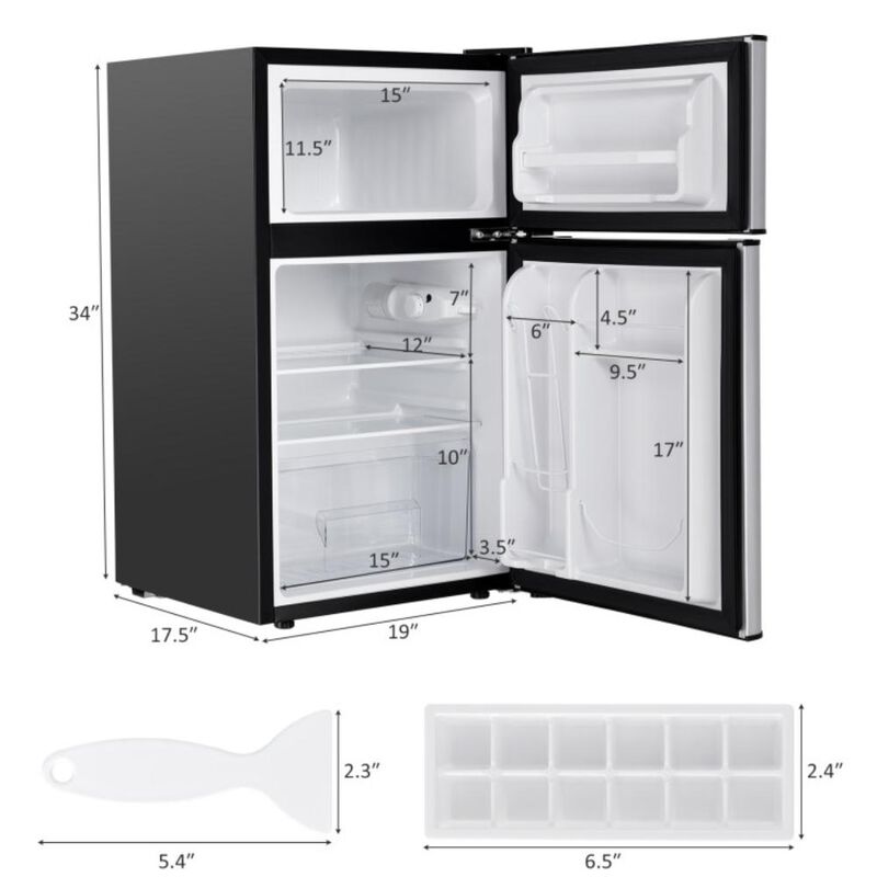 Costway 3.2 cu ft Compact Stainless Steel Refrigerator