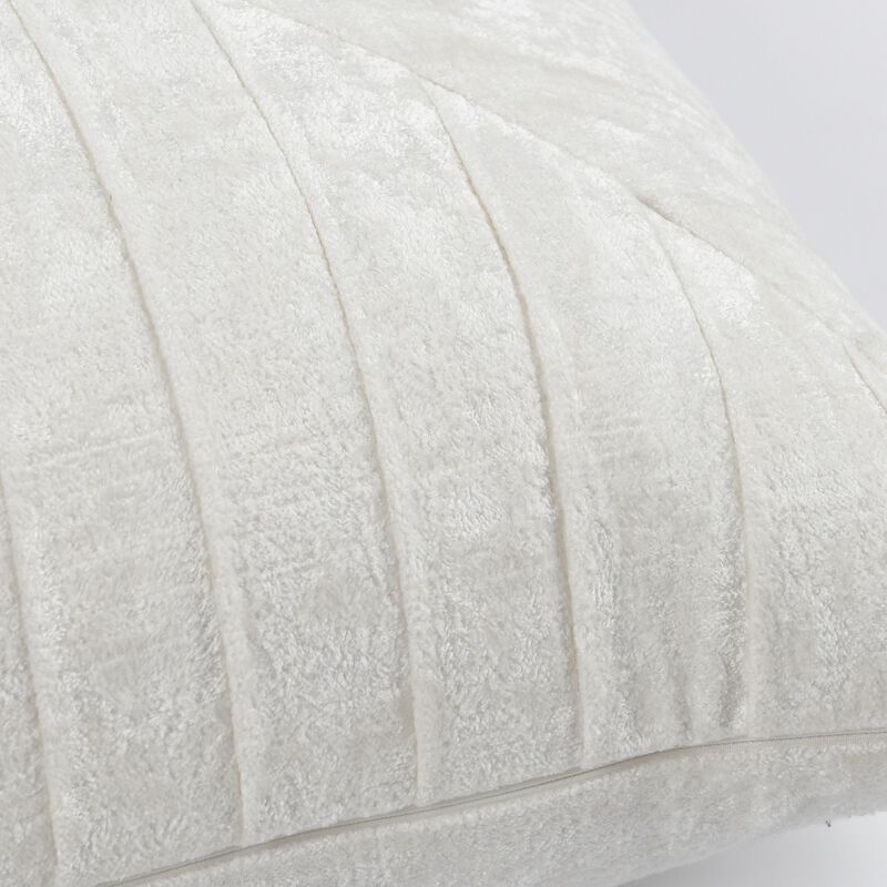 14 x 26 Lumbar Accent Throw Pillow, Hand Pleated, Vintage, Ivory White-Benzara
