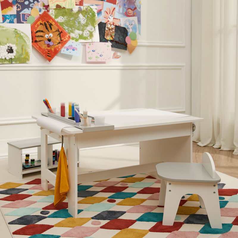 Fantasy Fields - Little Artist Monet Play Art Table Kids Furniture - White/Gray