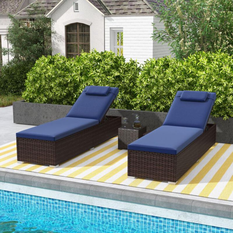 Hivvago Patio Chaise Lounge Set of 2 with Backrest Seat Cushion and Headrest
