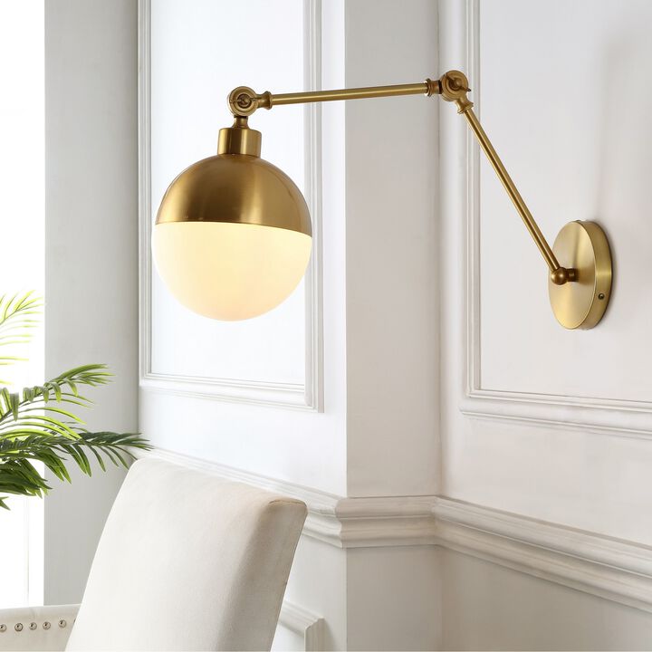 Alba 1-Light Mid-Century Modern Arm-Adjustable Iron/Glass LED Sconce