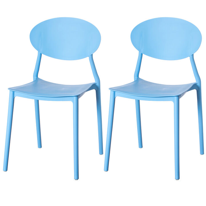 Modern Plastic Outdoor Dining Chair with Open Oval Back Design, White