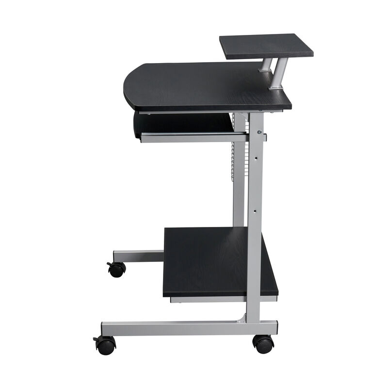 Compact Computer Cart With Storage, Espresso