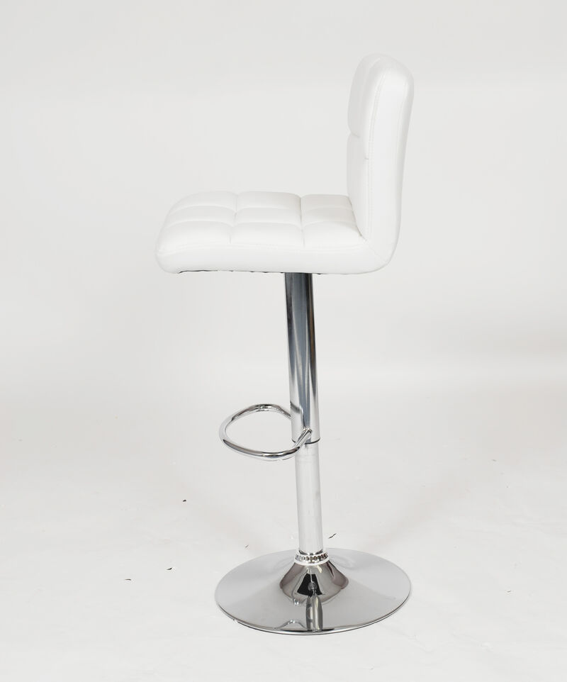 Faux Leather Adjustable Hydraulic Bar Stool, Set of 2, White