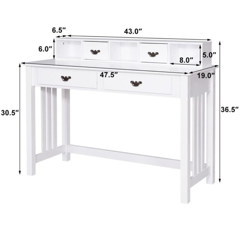 Hivvago Home Office Writing Desk with 4 Drawer Computer Study Table
