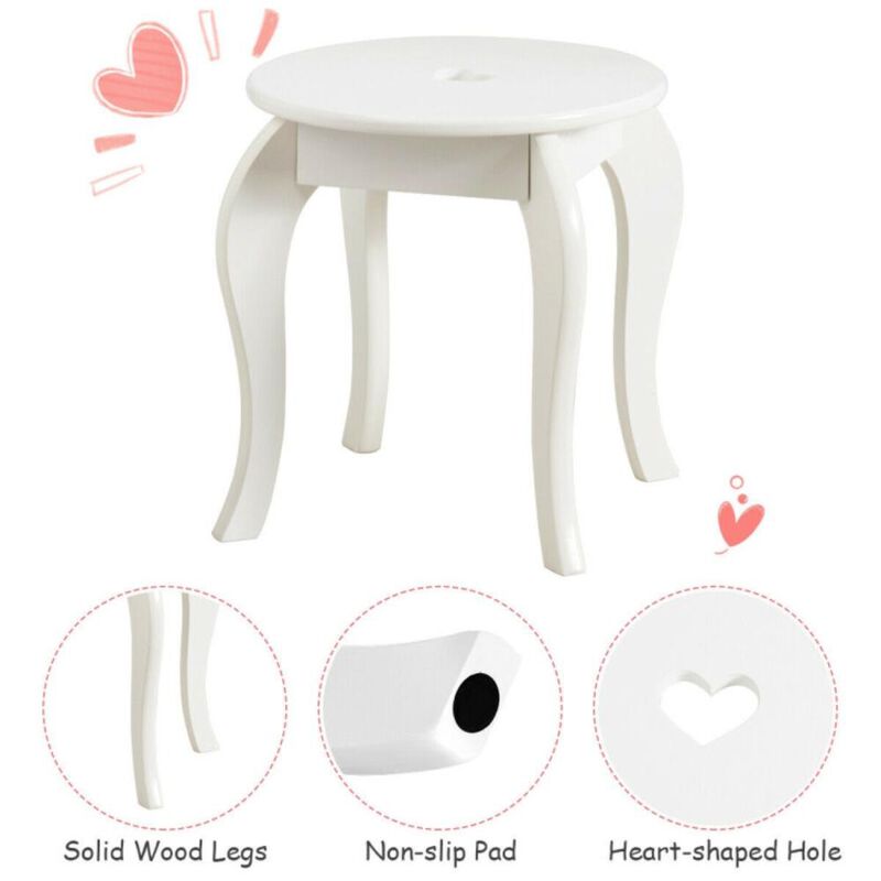 Hivvago Kids Princess Makeup Dressing Play Table Set with Mirror