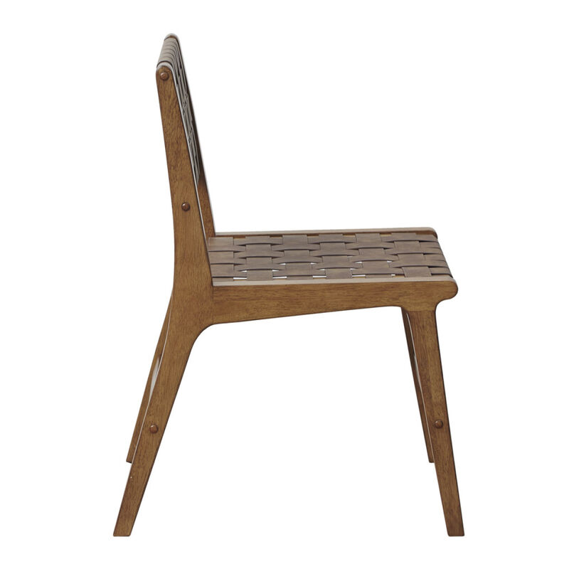 Oslo Faux Leather Woven Dining Chairs Set Of 2