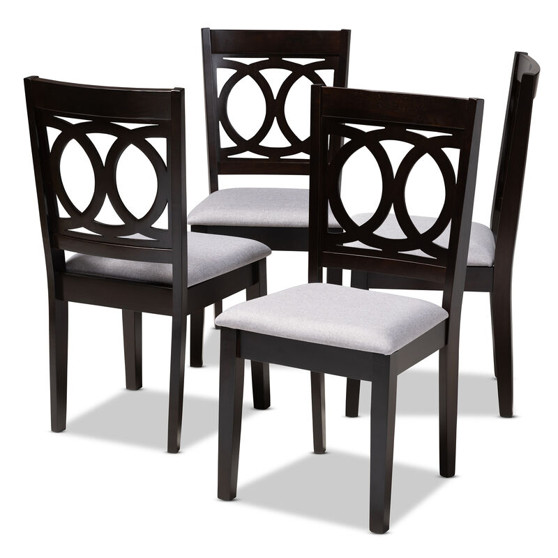 Baxton Studio Lenoir Modern Gray Fabric Upholstered Espresso Finished Wood Dining Chair