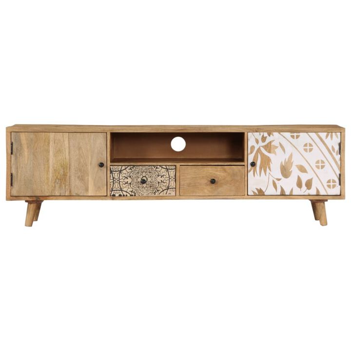 vidaXL TV Cabinet 55.1"x11.8"x15.7" Solid Mango Wood