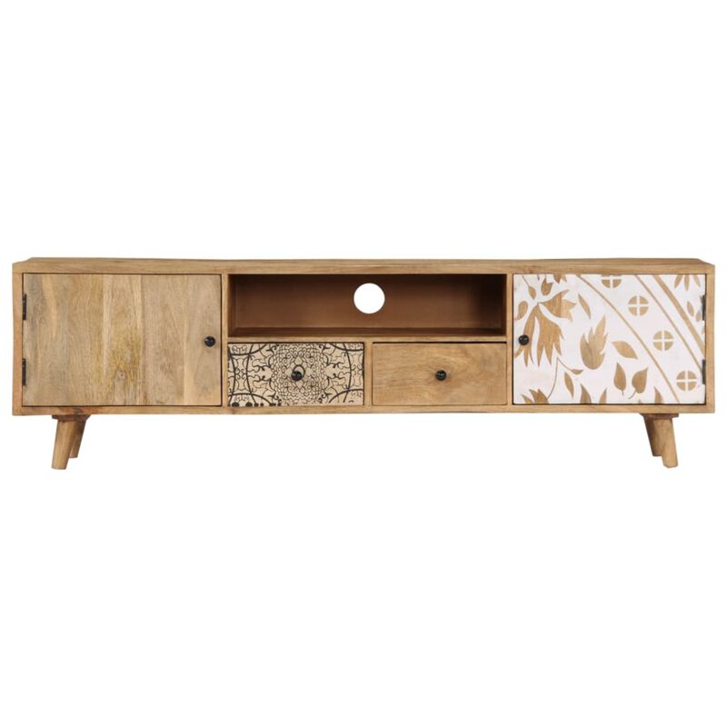 vidaXL TV Cabinet 55.1"x11.8"x15.7" Solid Mango Wood