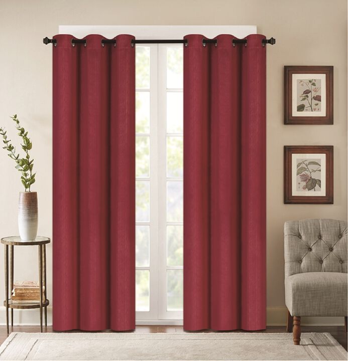 J&V TEXTILES Embossed Solid Blackout Grommet Curtain Panels (Set of 2)