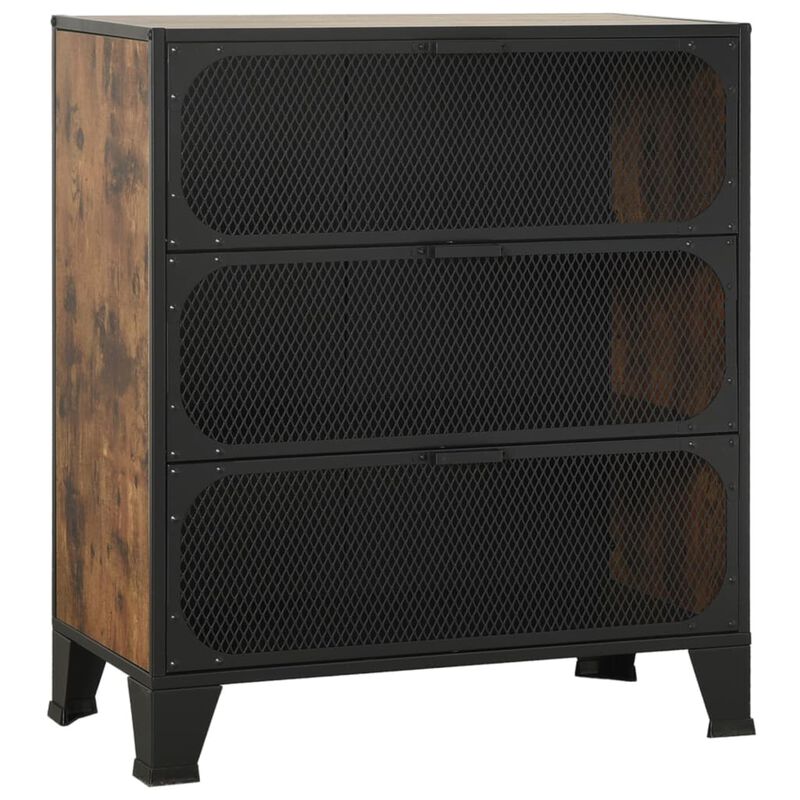 vidaXL Storage Cabinets 2 pcs Rustic Brown 28.3"x14.2"x32.3" Metal and MDF