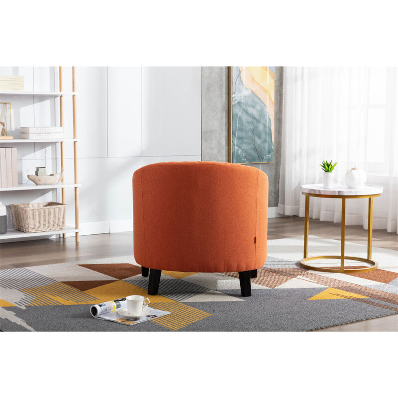 Accent Barrel Chair Living Room Chair With Nailheads And Solid Wood Legs Light Coffee
