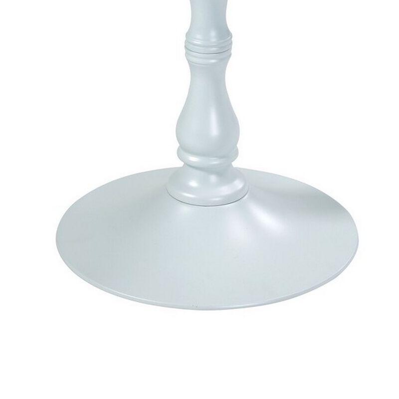 Wowi 23 Inch Side End Table, Round Hourglass Turned Base, White Finish - Benzara