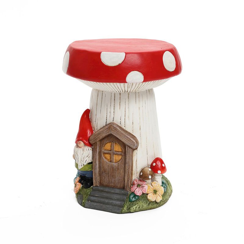 LuxenHome Gnome Mushroom MgO Indoor and Outdoor Sculpture Side Table