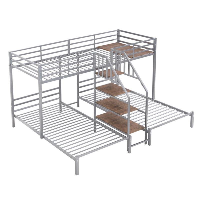 Merax Triple Bunk Bed with Storage Shelves