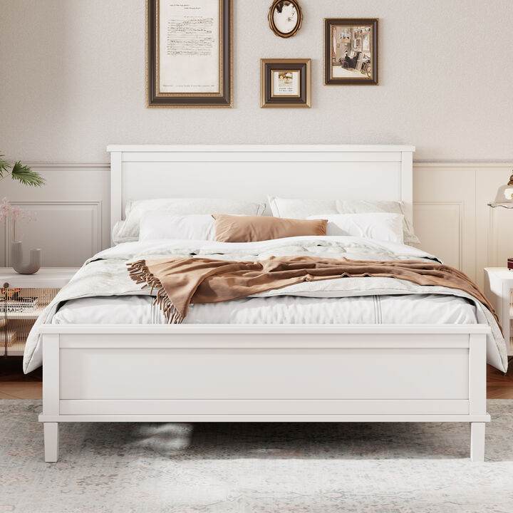Merax Mid-Century Wood Platform Bed with Headboard