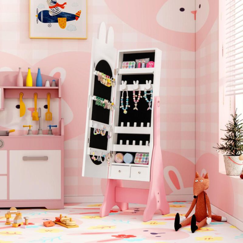 Hivvago Kids Jewelry Armoire Cabinet with 2 Tilt Angles and Large Capacity
