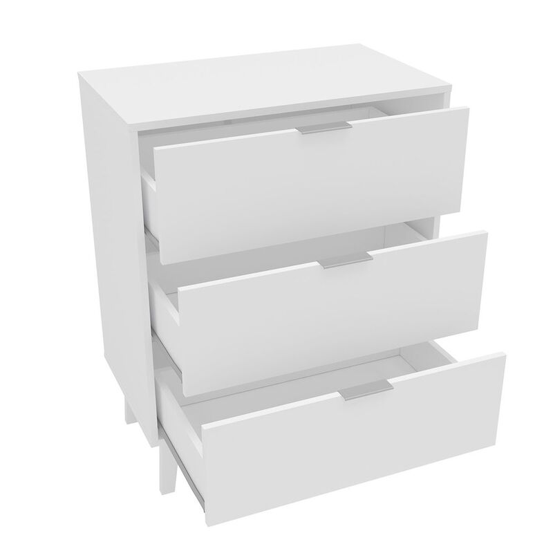 Polifurniture Victoria Modern 3 Drawer Dresser, White