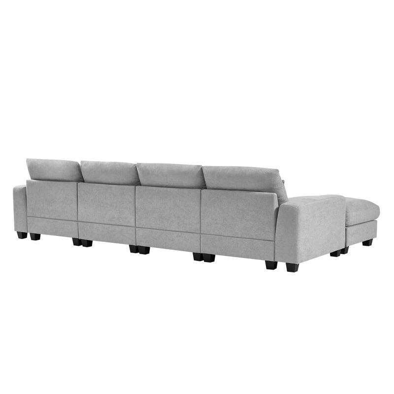 Feather Filled L-Shape Convertible Sectional Sofa