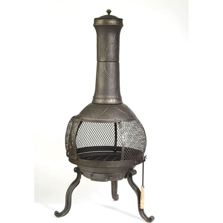 Hivvago Rustic Outdoor Steel Cast Iron Chimenea Wood Fire Pit