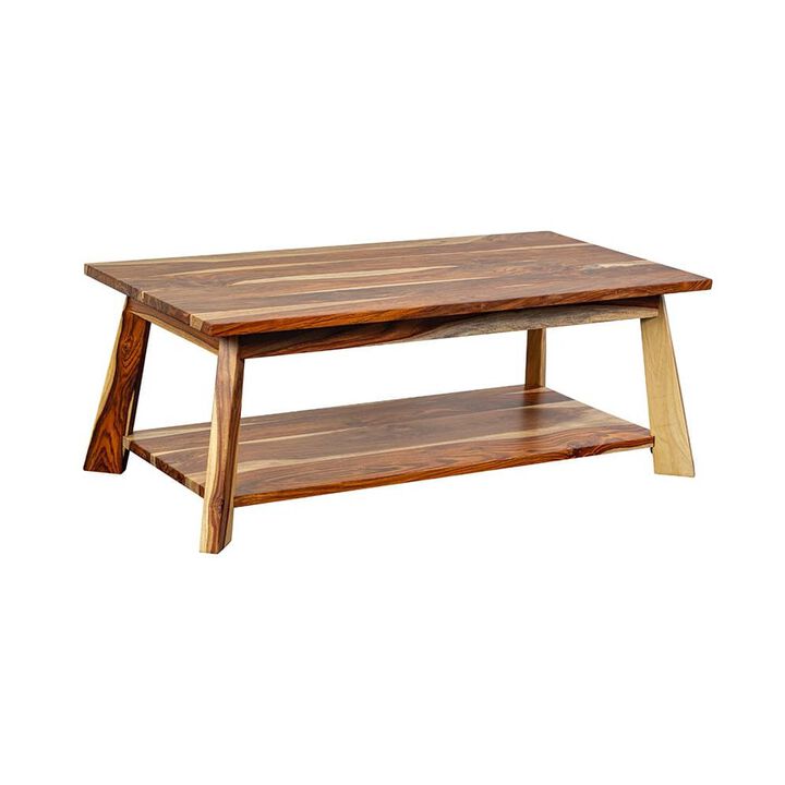 Porter Designs Kalispell Solid Sheesham Wood Coffee Table, Natural