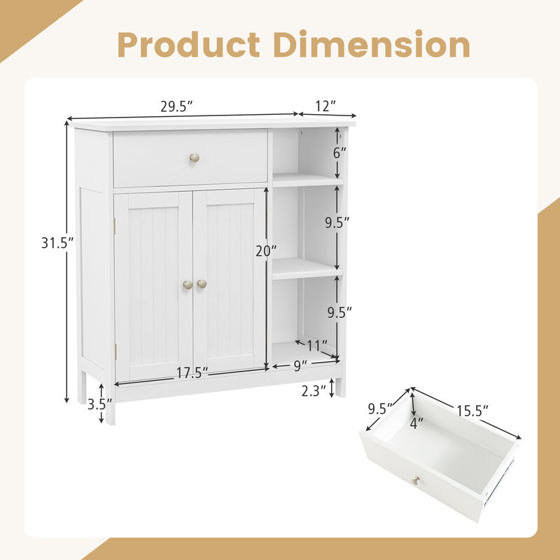 Freestanding Bathroom Cabinet Storage Organizer with 1 Large Drawer