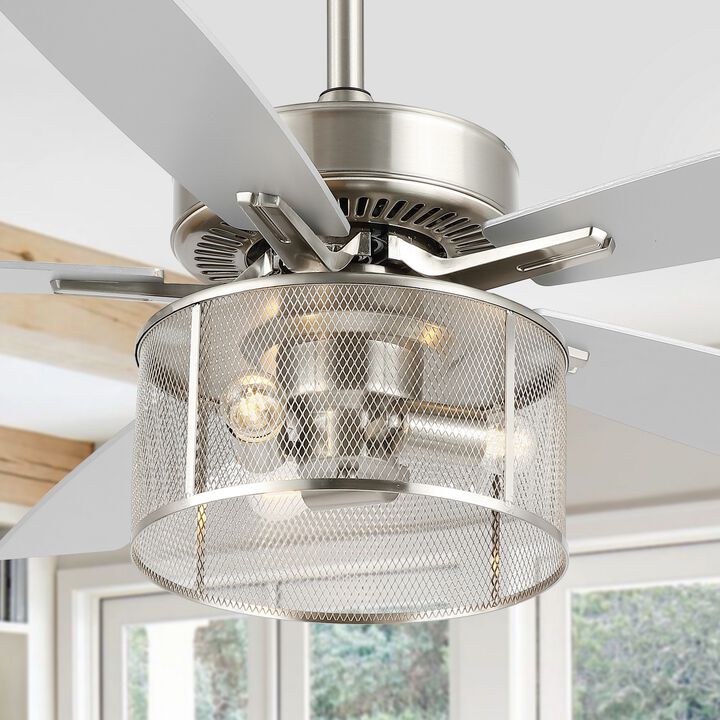 Max Farmhouse Industrial Iron/Wood Mobile Appremote Controlled LED Ceiling Fan