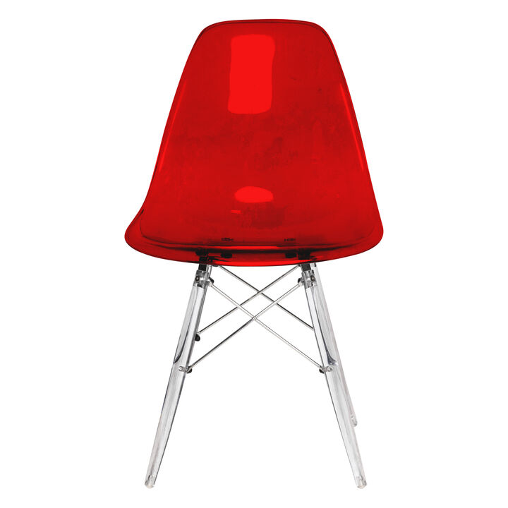 LeisureMod Dover Molded Side Chair with Acrylic Base