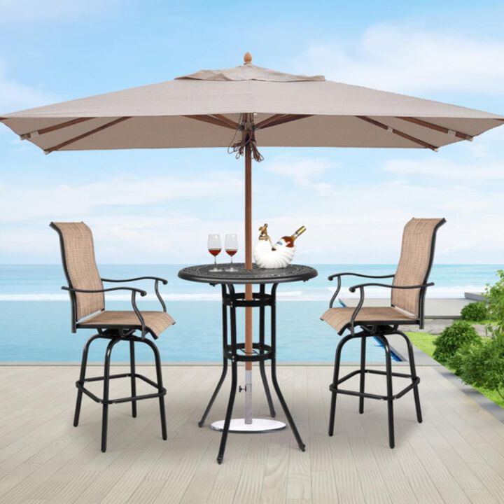 Outdoor Patio Round Bar Table Weather-Resistant High Bistro Table for Garden & Deck