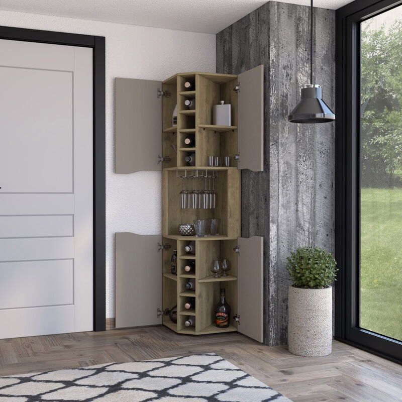Essex 10-Bottle Bar Cabinet Macadamia And Taupe
