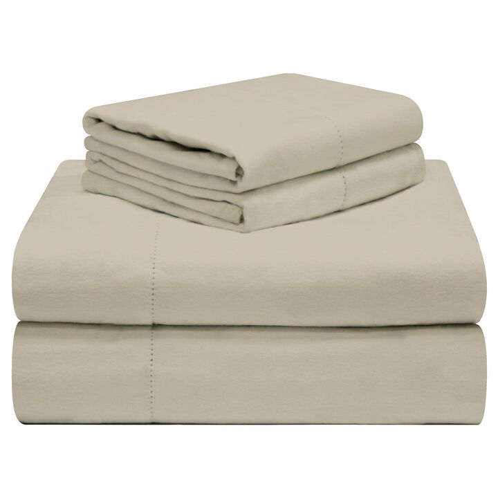 Pointehaven 190 GSM 100% Cotton Storm Grey Solid Flannel Deep Pocket 3 pc Sheet Set, Twin Extra Long