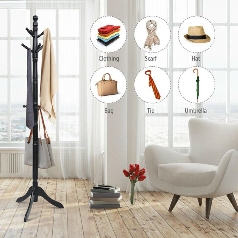 Hivvago Entryway Height Adjustable Coat Stand with 9 Hooks