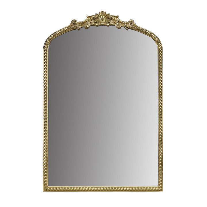 Gracie Mills Chandler Elegant Beaded Arch Wall Mirror with Decorative Accents
