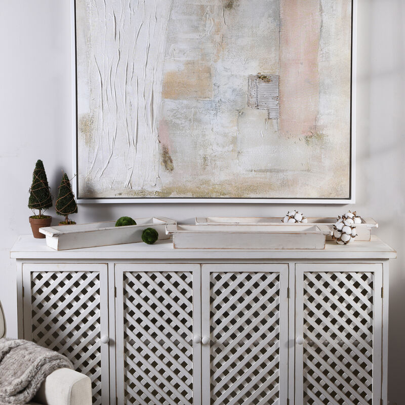 White Wash Wood Trays (Set of 3)