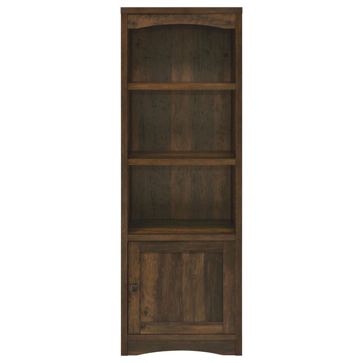 Donna Media Tower Pier Cabinet, Adjustable Shelves, Brown Wood 71 Inch - Benzara