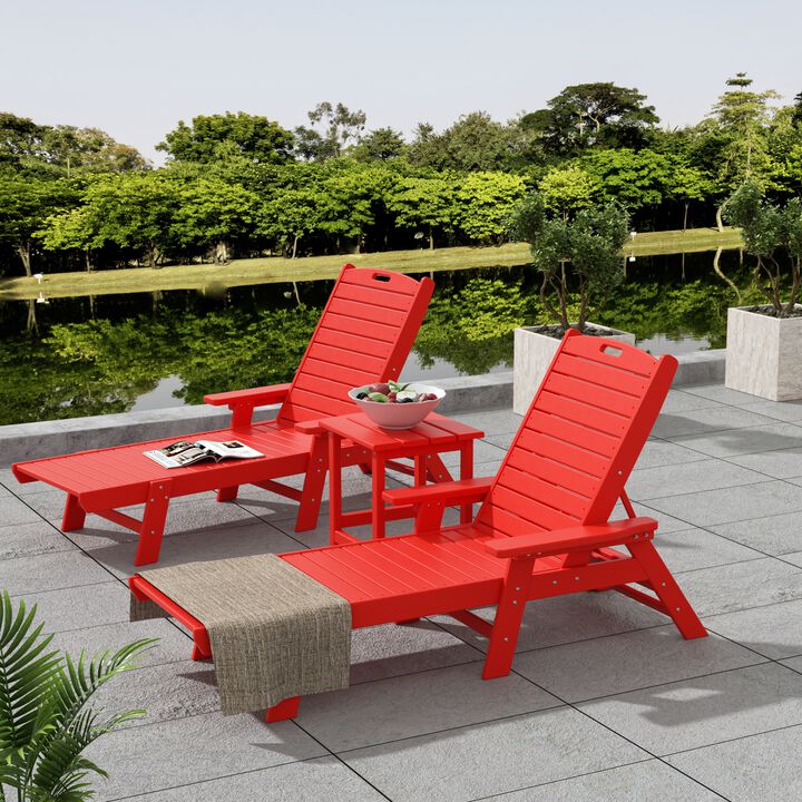 WestinTrends Adirondack Outdoor Chaise Lounge with Side Table Set