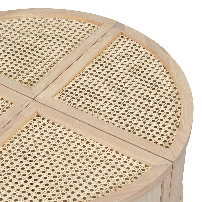 Merax Modular Rattan Wood Coffee Table