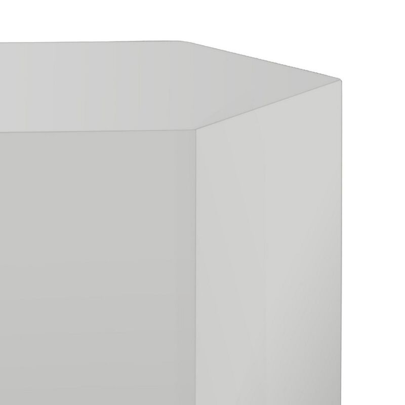 Cid Keli 15 Inch Modular End Table, Small, Glossy, Light Gray-Benzara