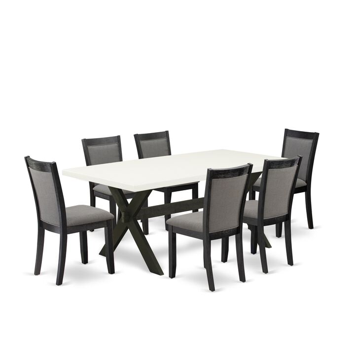 East West Furniture X627MZ650-7 7Pc Dining Set - Rectangular Table and 6 Parson Chairs - Multi-Color Color