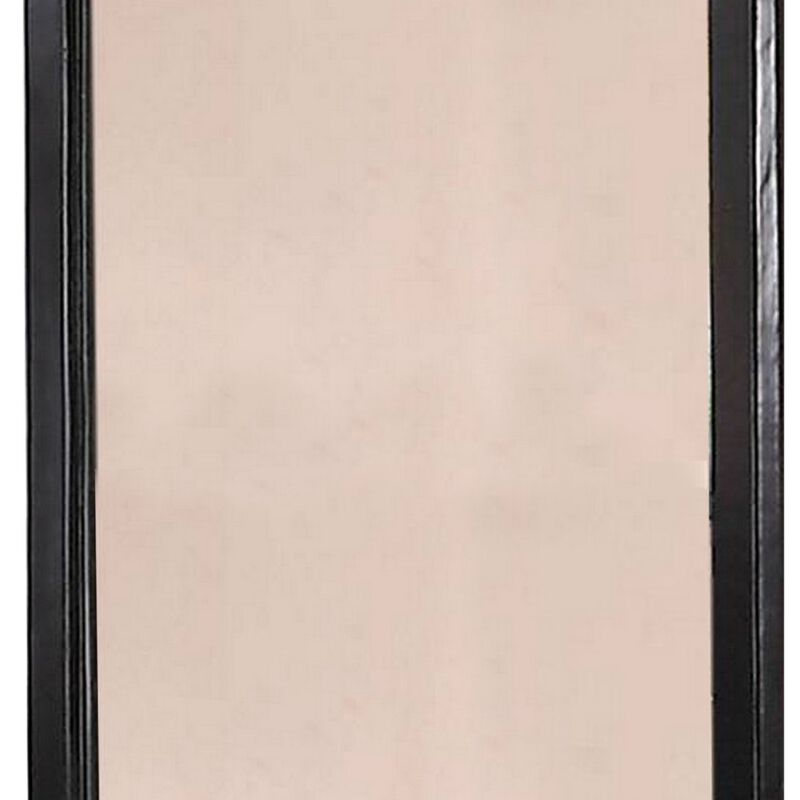 36 Inches Rectangular Wood Encased Mirror, Black-Benzara