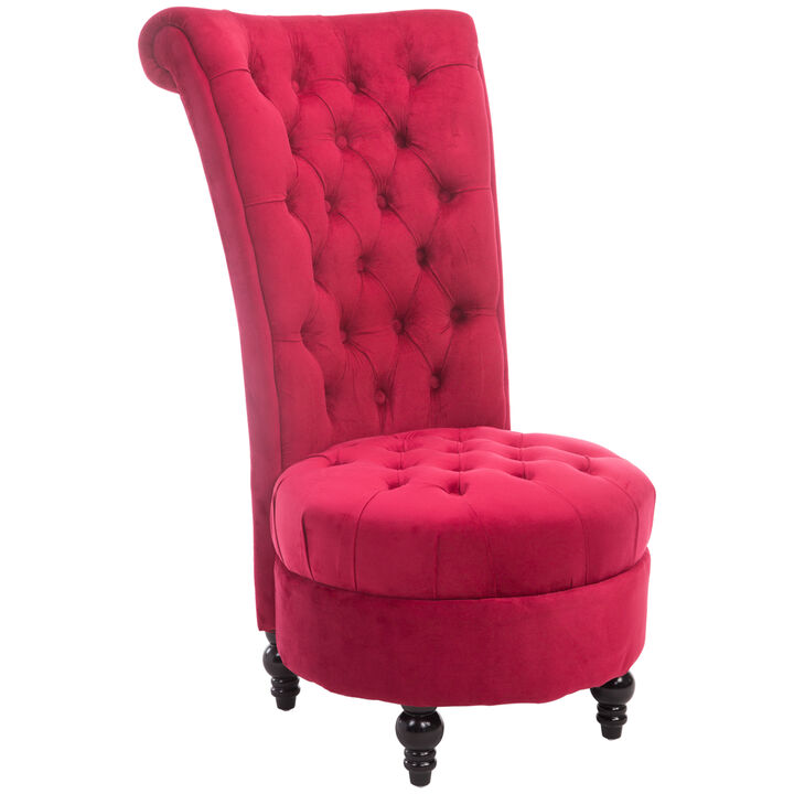 HOMCOM High Back Accent Chair, Upholstered Armless Chair, Retro Button-Tufted Royal Design with Thick Padding and Rubberwood Leg for living Room, Dining room and Bedroom, Crimson Red HOMCOM High Back Accent Chair, Upholstered Armless Chair, Retro Button-Tufted Royal Design with Thick Padding and Rubberwood Leg for living Room, Dining room and Bedroom, Crimson Red