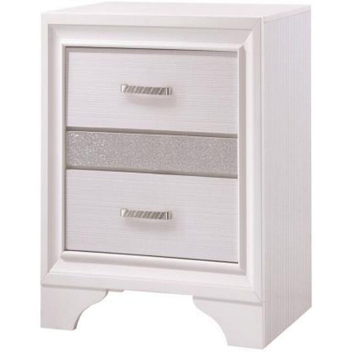 Wooden Nightstand with Hidden Jewelry Tray, White-Benzara