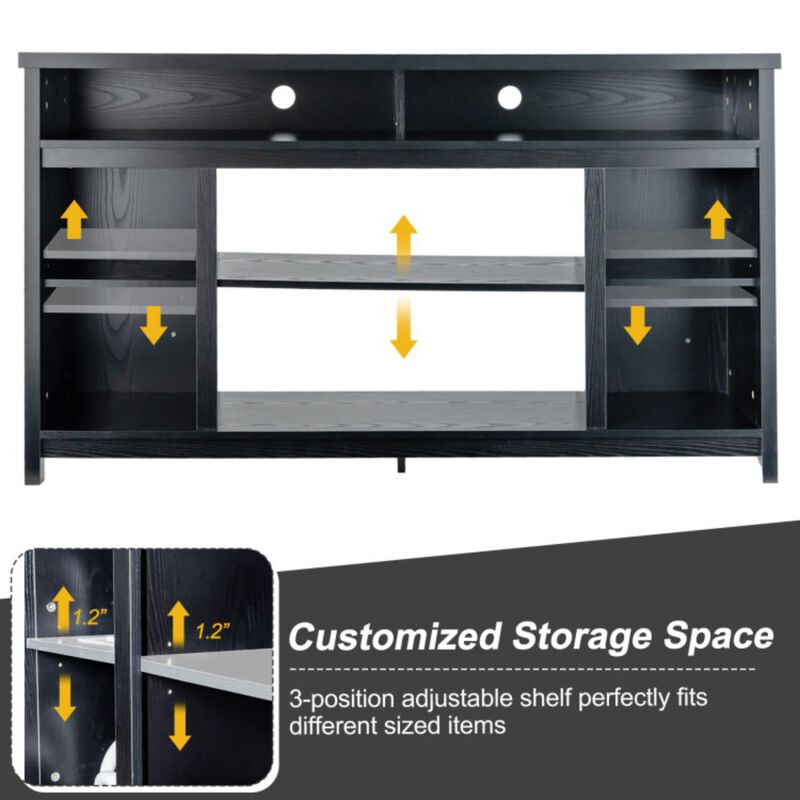 Hivvago 58 Inch TV Stand Entertainment Console Center with Adjustable Open Shelves-Black