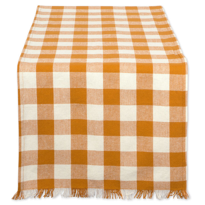 14" x 72" Pumpkin Orange and White Checkered Pattern Rectangular Table Runner