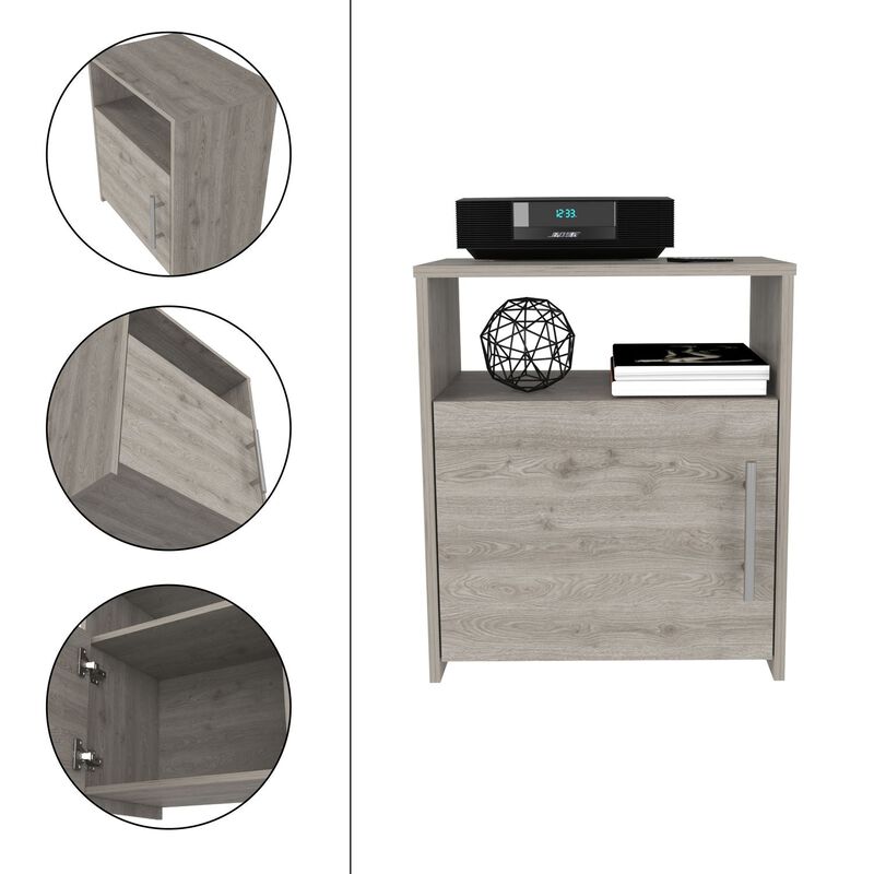 DEPOT E-SHOP Omaha Nightstand, Single Door Cabinet, Metal Handle, One Shelf, Superior Top