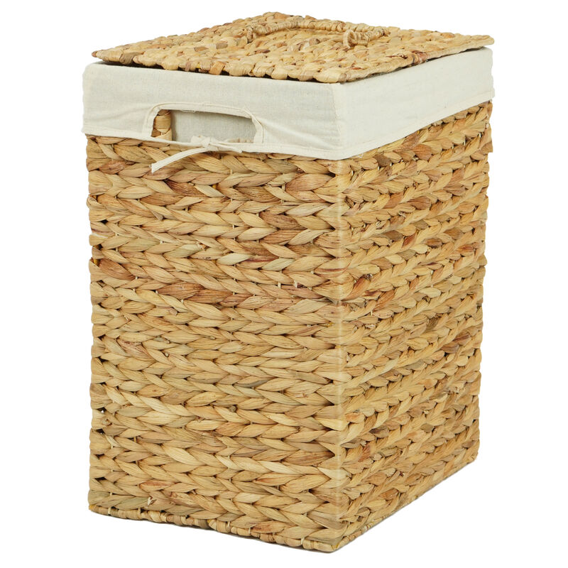 Handmade Rectangular Water Hyacinth Wicker Laundry Hamper with Lid Natural, Medium