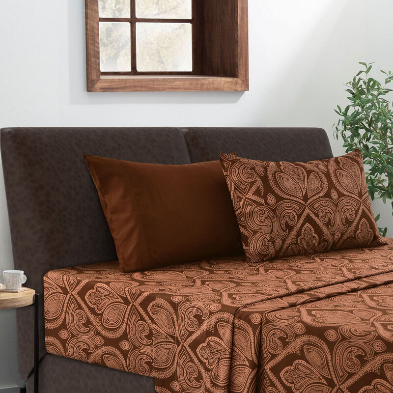 Lux Decor Collection Bed Sheets - Brushed Microfiber Paisley Sheet Set