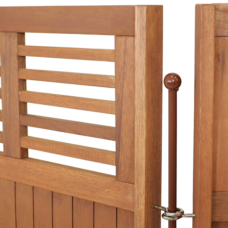 Sunnydaze Meranti Wood/Teak Oil Finish Folding Privacy Screen - 44 in