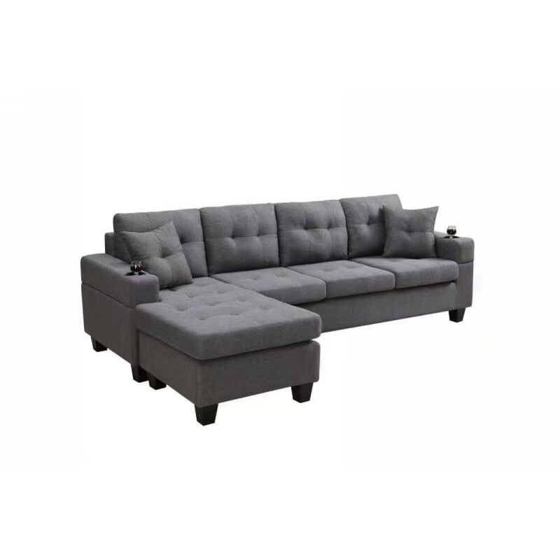 Mega Sectional Sofa Left With Footrest, Convertible Corner Sofa With Armrest Storage, Section